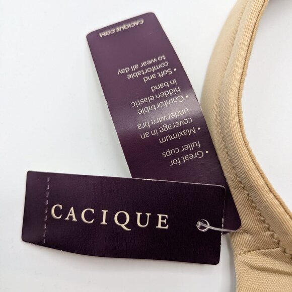 NEW! Lane Bryant Cacique Bra Smooth Satin Full Coverage U/W Size 50C Cafe Mocha - Picture 4 of 10
